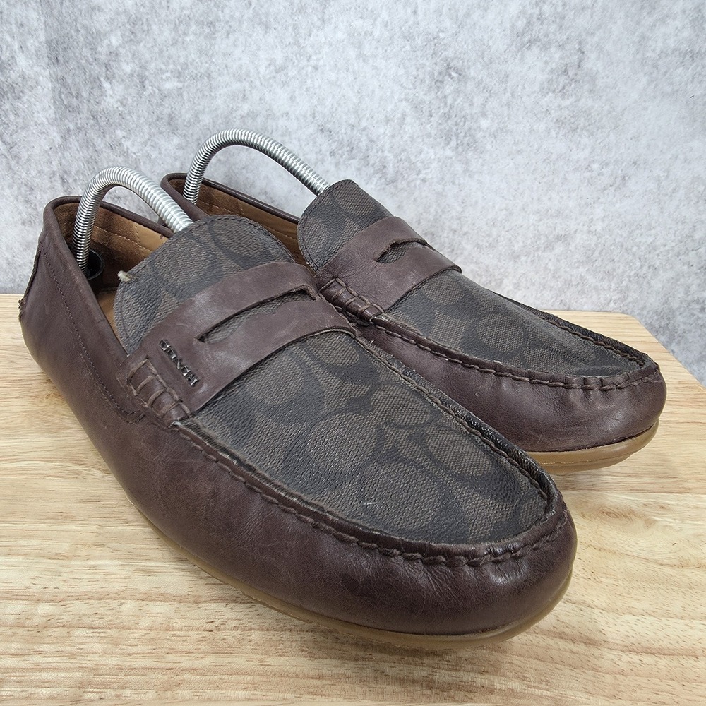 Coach Penny Loafers Mens 10.5 D Mott Driver Brown Leather Slip On Shoes FG2983 - Picture 2 of 12